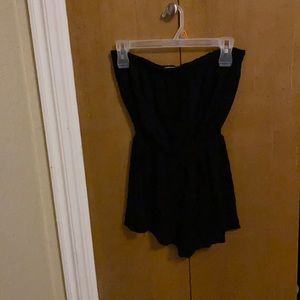 Black strapless romper
